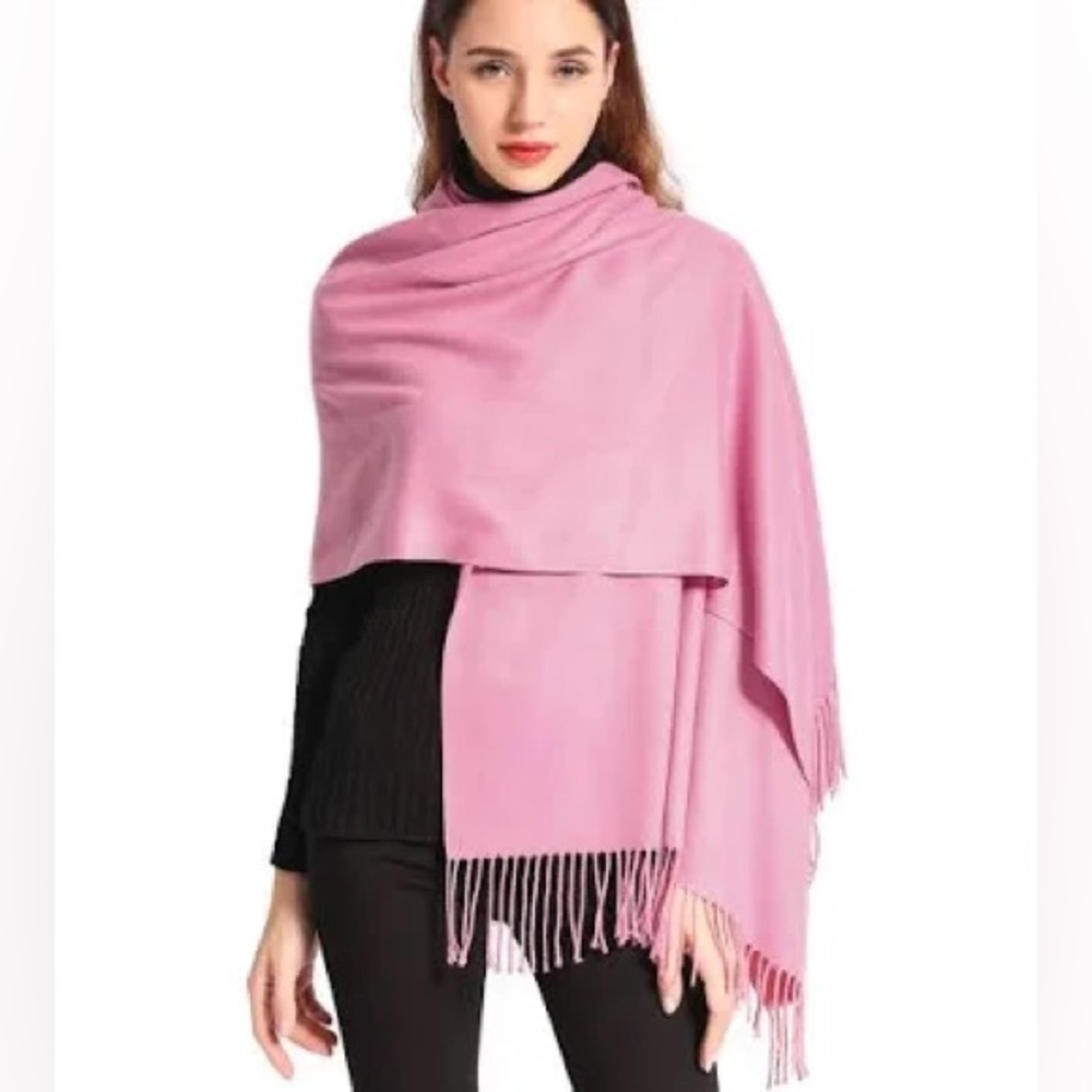 Blush Pink Pashmina Cashmere Blend Scarf.